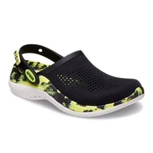 Crocs Literide 360 Marbled Clog Mesh Mens 7 Womens 9 Black Yellow Slip On Unisex
